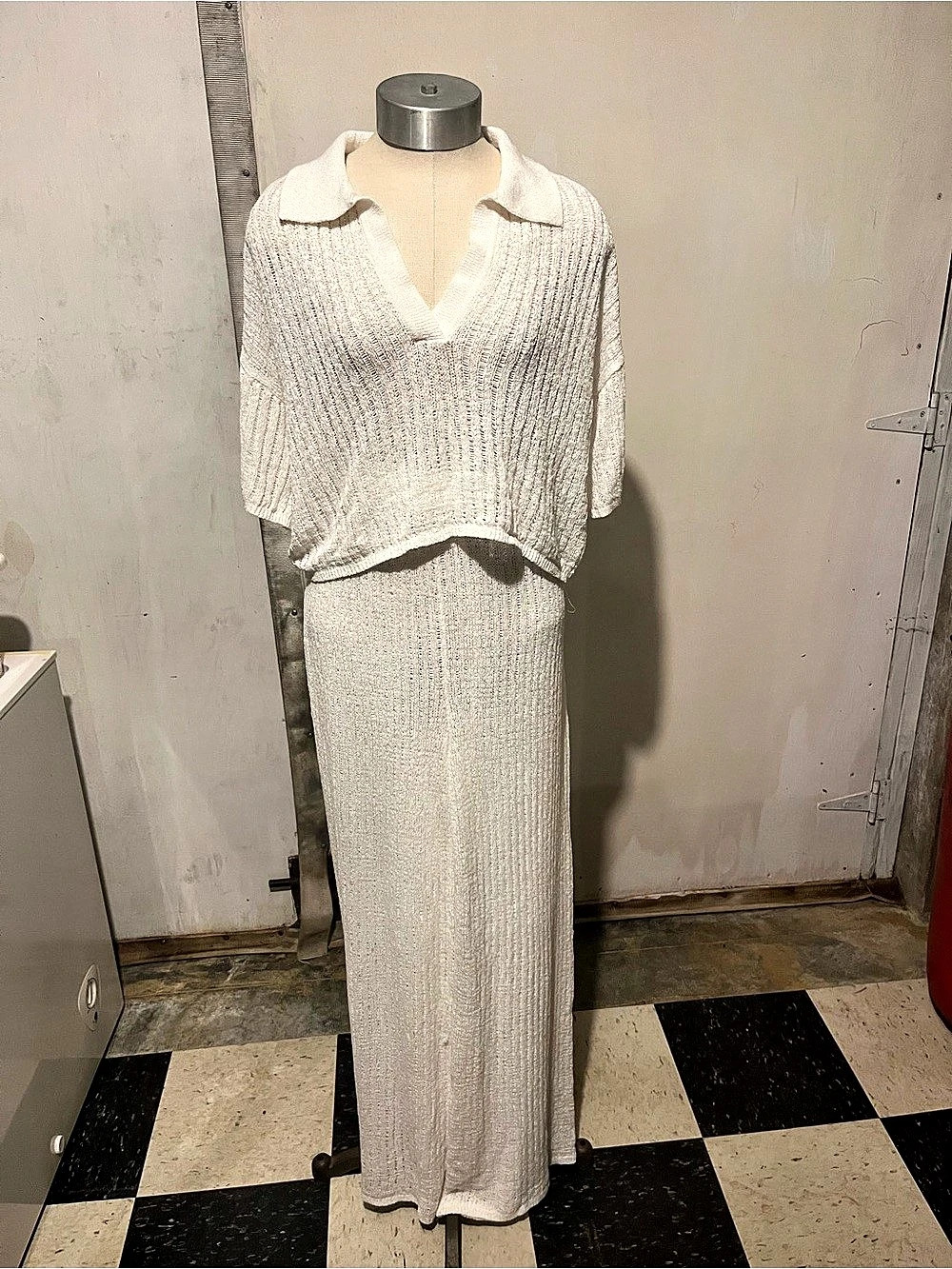 Shade & Shore Women's Cream Knit Two-Piece Beach cover Set Size Large New